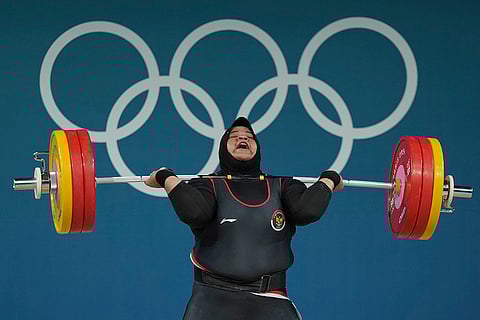 Paris Olympics weightlifting: Nurul Akmal of Indonesia competes during the women's +81kg event